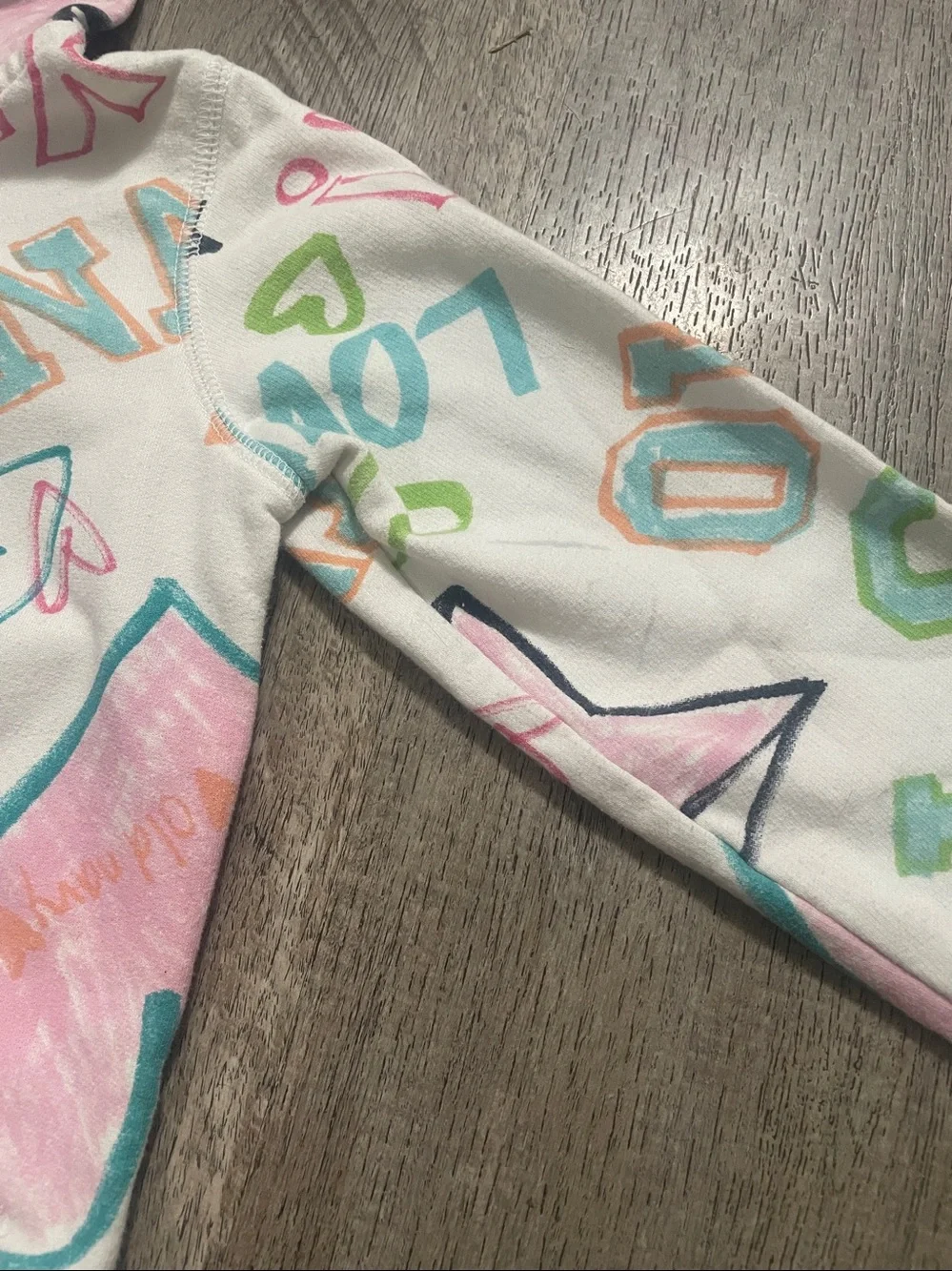 Old Navy White Hoodie with Multicolor Graffiti Motifs